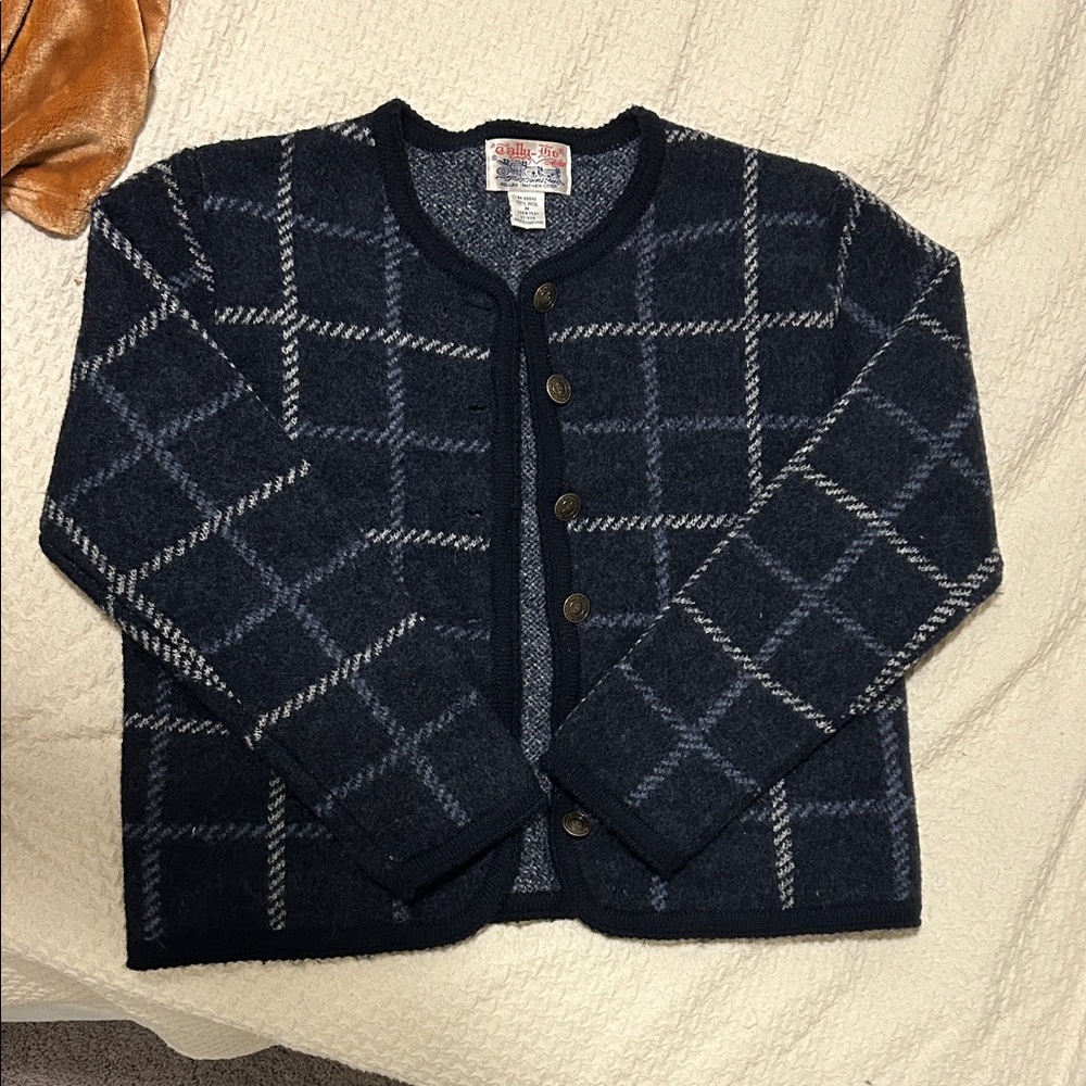 Vintage Tally-Ho Cardigan Sweater Women's Medium 100% Wool Button Up Front